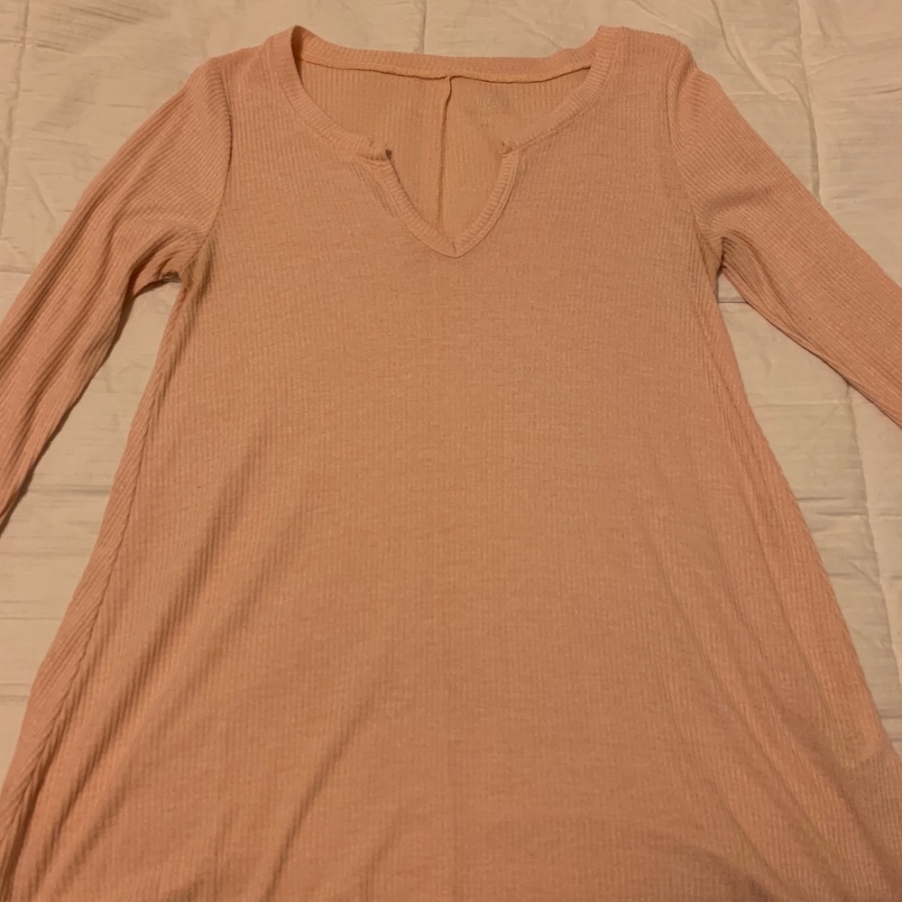 Hollister Pink V-Neck Long-sleeve Knit Top